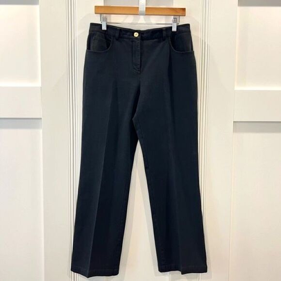 Vintage St. John Sport Women’s 8 Cotton High Rise Wide Leg Black Jeans Stretch - Picture 1 of 13